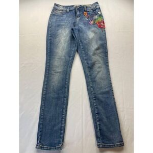 Women's Blue Embroidered Jeans